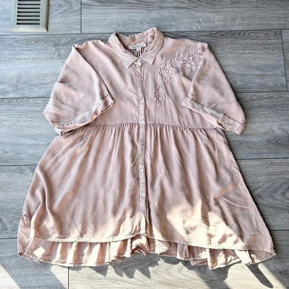 Solitaire Nude Blush Embroidery Tiered Back  Tunics - Picture 5 of 16